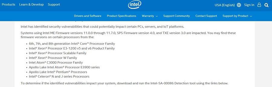 Intel wpadka luka system